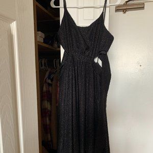 Elliatt Nerida dress full length black shimmer dress with cut outs